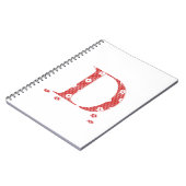 Blume Gemusterter Buchstabe D (rot & Punkte) Notizblock (Linke Seite)