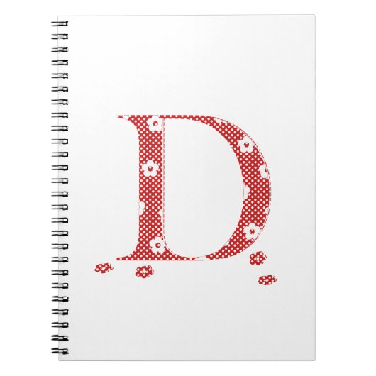 Blume Gemusterter Buchstabe D (rot & Punkte) Notizblock (Vorderseite)