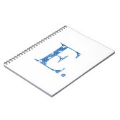 Blume Gemusterter Buchstabe E (blau & dots) Notizblock (Linke Seite)