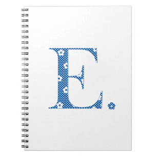 Blume Gemusterter Buchstabe E (blau & dots) Notizblock