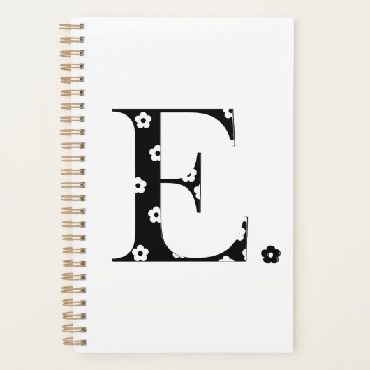 Blume Gemusterter Buchstabe E Planer (Vorderseite)