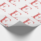Blume Gemusterter Buchstabe E rot & Punkte) Geschenkpapier (Ecke)