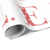 Blume Gemusterter Buchstabe E rot & Punkte) Geschenkpapier (Rolleneckpunkt)