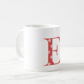 Blume Gemusterter Buchstabe E rot & Punkte) Kaffeetasse (Vorderseite Links)