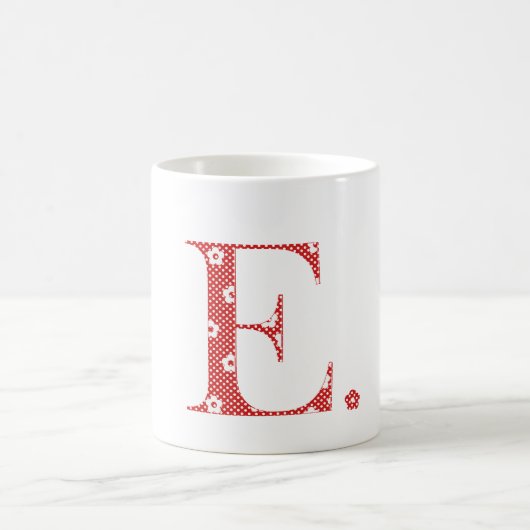 Blume Gemusterter Buchstabe E rot & Punkte) Kaffeetasse (Mittel)