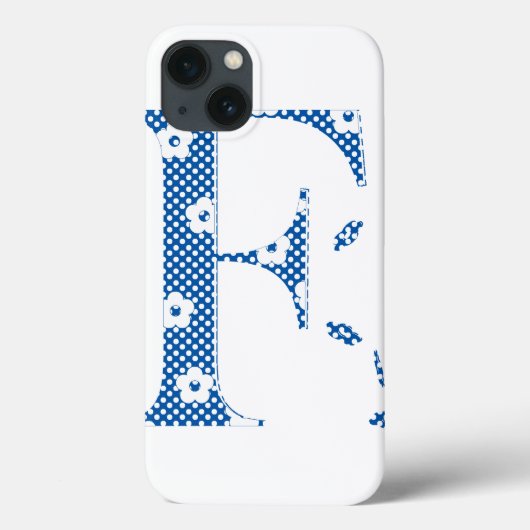 Blume Gemusterter Buchstabe F (blau & dots) Case-Mate iPhone Hülle (Rückseite)