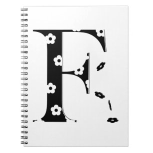 Blume Gemusterter Buchstabe F Notizblock