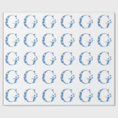 Blume Gemusterter Buchstabe G (blau & dots) Geschenkpapier (Flach)