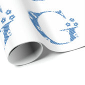 Blume Gemusterter Buchstabe G (blau & dots) Geschenkpapier (Rolleneckpunkt)