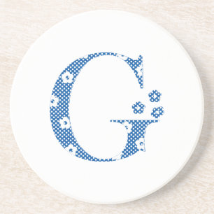 Blume Gemusterter Buchstabe G (blau & dots) Getränkeuntersetzer