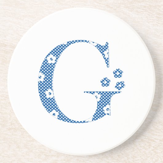 Blume Gemusterter Buchstabe G (blau & dots) Getränkeuntersetzer (Vorne)