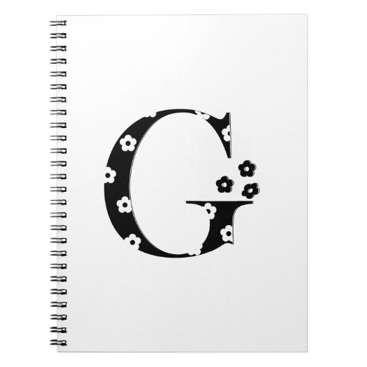Blume Gemusterter Buchstabe G Notizblock (Vorderseite)