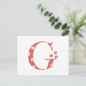 Blume Gemusterter Buchstabe G (rot) Postkarte (Stehend Vorderseite)