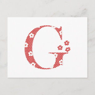 Blume Gemusterter Buchstabe G (rot) Postkarte