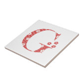 Blume Gemusterter Buchstabe G (rot & Punkte) Fliese (Seite)
