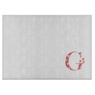 Blume Gemusterter Buchstabe G (rot) Schneidebrett