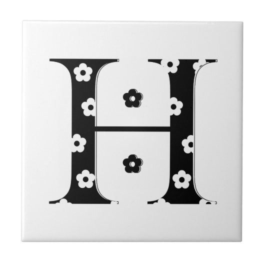Blume Gemusterter Buchstabe H Fliese (Vorderseite)