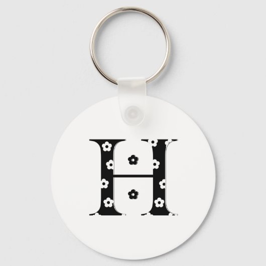 Blume Gemusterter Buchstabe H Schlüsselanhänger (Vorderseite)