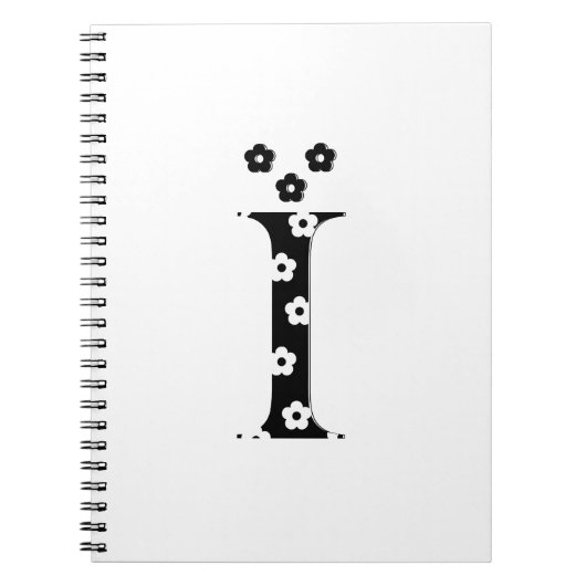 Blume Gemusterter Buchstabe I Notizblock (Vorderseite)