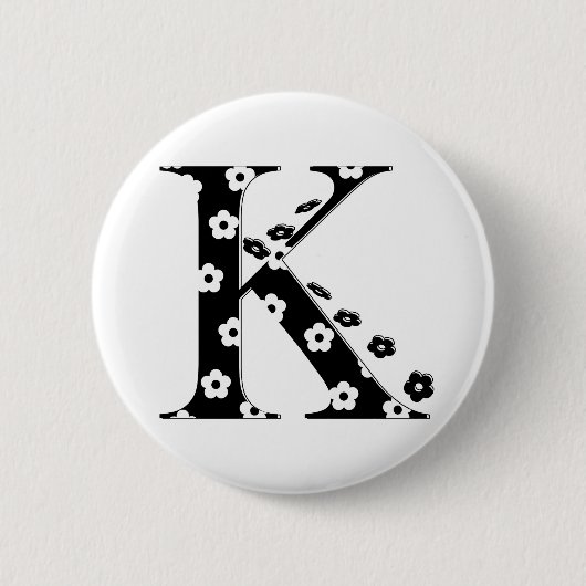 Blume Gemusterter Buchstabe K Button (Vorderseite)