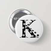 Blume Gemusterter Buchstabe K Button (Vorne & Hinten)