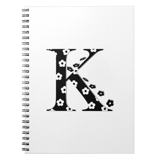 Blume Gemusterter Buchstabe K Notizblock (Vorderseite)