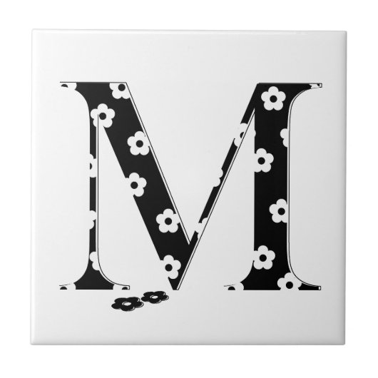 Blume Gemusterter Buchstabe M Fliese (Vorderseite)