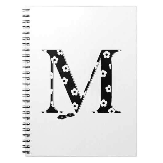 Blume Gemusterter Buchstabe M Notizblock (Vorderseite)