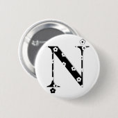 Blume Gemusterter Buchstabe N Button (Vorne & Hinten)