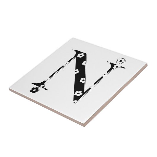 Blume Gemusterter Buchstabe N Fliese (Seite)