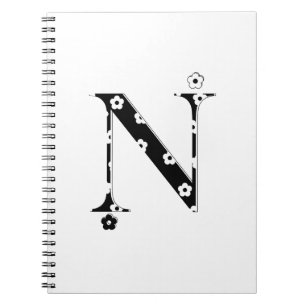 Blume Gemusterter Buchstabe N Notizblock