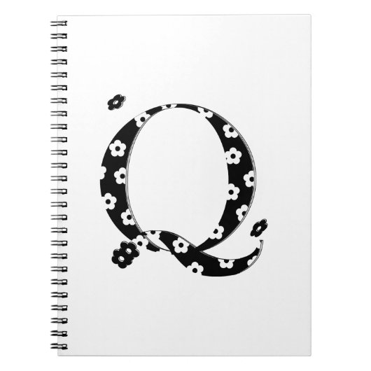 Blume Gemusterter Buchstabe Q Notizblock (Vorderseite)