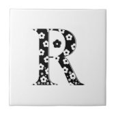 Blume Gemusterter Buchstabe R Fliese (Vorderseite)