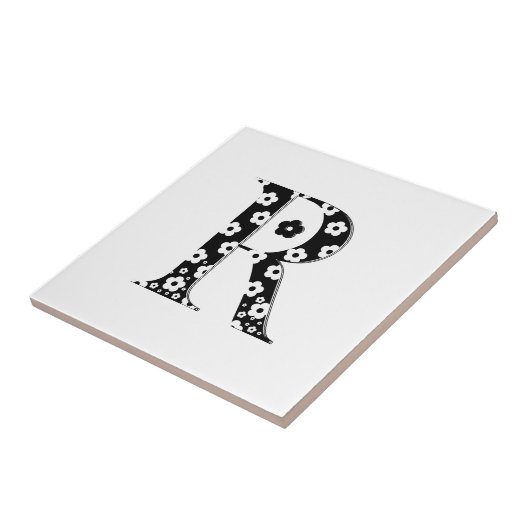 Blume Gemusterter Buchstabe R Fliese (Seite)