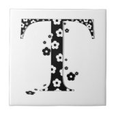 Blume Gemusterter Buchstabe T Fliese (Vorderseite)