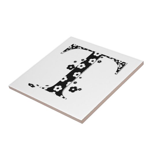 Blume Gemusterter Buchstabe T Fliese (Seite)
