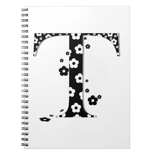 Blume Gemusterter Buchstabe T Notizblock (Vorderseite)