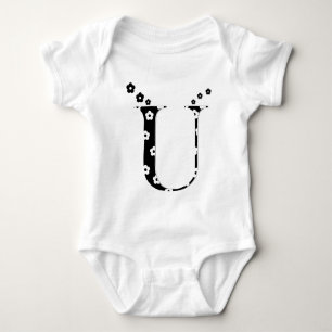 Blume Gemusterter Buchstabe U Baby Strampler