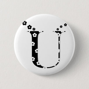 Blume Gemusterter Buchstabe U Button