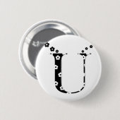 Blume Gemusterter Buchstabe U Button (Vorne & Hinten)