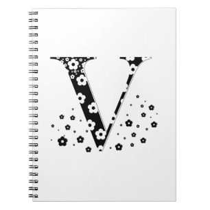 Blume Gemusterter Buchstabe V Notizblock