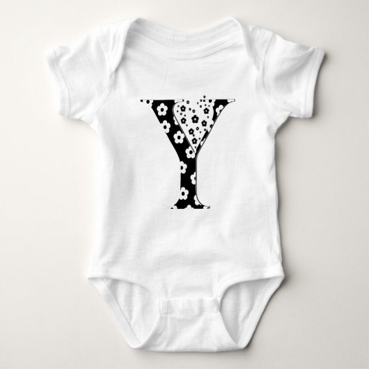 Blume Gemusterter Buchstabe Y Baby Strampler (Vorderseite)