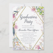 Blume Geometric Gold Girls Abschluss Einladung (Vorderseite)