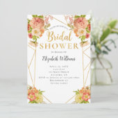 Blume Geometrisches Brautparty Einladung (Stehend Vorderseite)