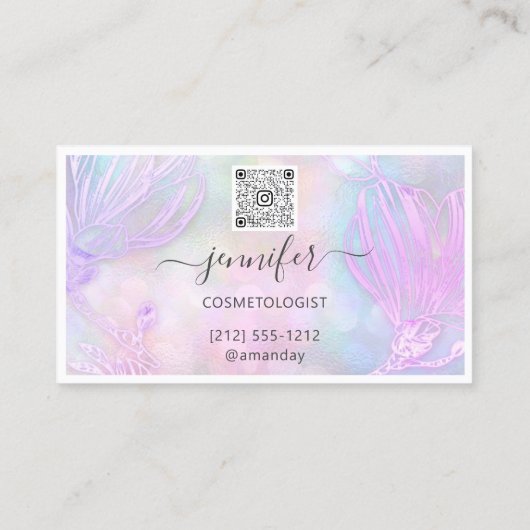 Blume Gerahmter QR-Code Benutzerdefinierter Logo-H Visitenkarte (Rückseite)