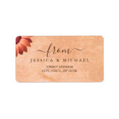 Blume Gerbera auf der Abstrakten Pfirsichhochzeit Adressaufkleber (Vorne)