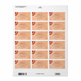 Blume Gerbera auf der Abstrakten Pfirsichhochzeit Adressaufkleber