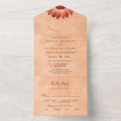 Blume Gerbera auf der Abstrakten Pfirsichhochzeit All In One Einladung (Innen Boden)