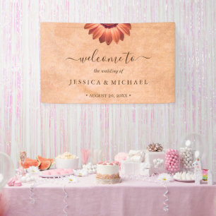 Blume Gerbera auf der Abstrakten Pfirsichhochzeit Banner