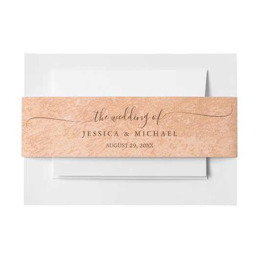 Blume Gerbera auf der Abstrakten Pfirsichhochzeit Einladungsbanderole (Vorderseite Beispiel)